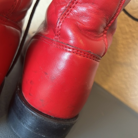 Justin Roper Boots Size 5 Red Leather Lace Up Western Kiltie L0503 Vintage - Picture 7 of 11